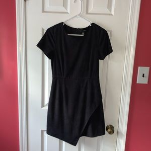 AQUA Asymmetric Suede Dress